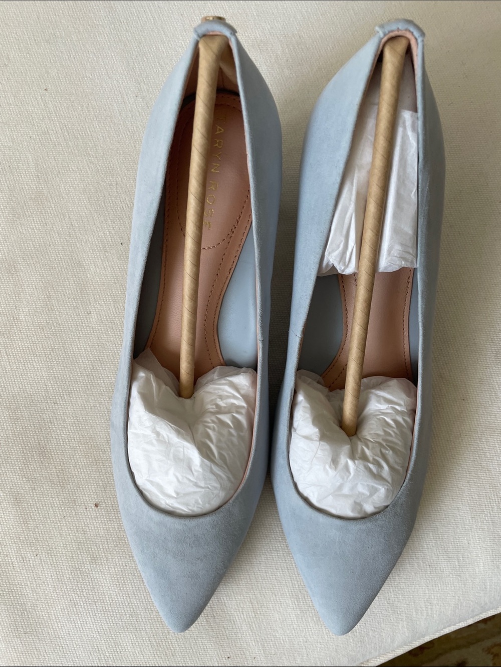 Taryn Rose Powder Blue Pointed-Toe Low Heel Pumps - Picture 2 of 7